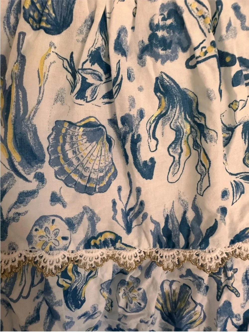 Girls' Blue & White Sea Print Tie-Strap Dress size 5